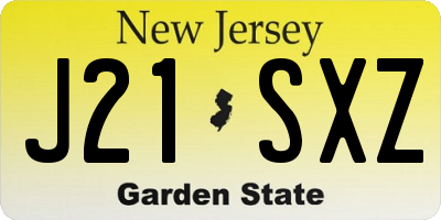 NJ license plate J21SXZ