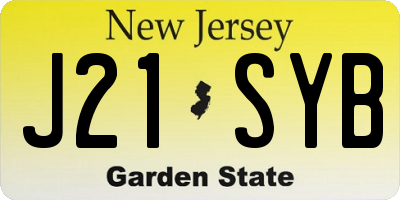 NJ license plate J21SYB