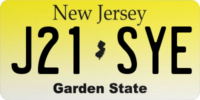 NJ license plate J21SYE