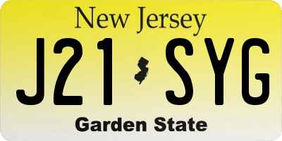 NJ license plate J21SYG