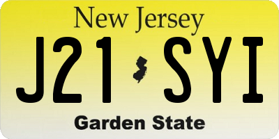 NJ license plate J21SYI
