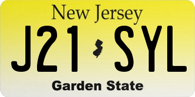 NJ license plate J21SYL