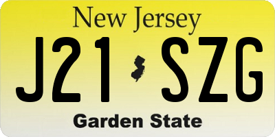 NJ license plate J21SZG