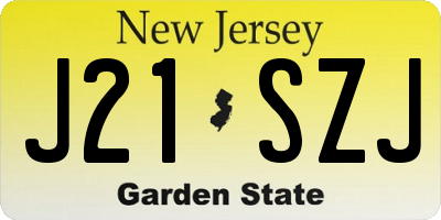 NJ license plate J21SZJ
