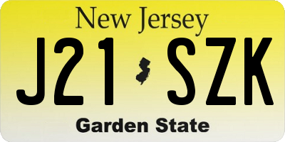 NJ license plate J21SZK