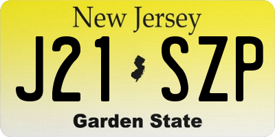 NJ license plate J21SZP