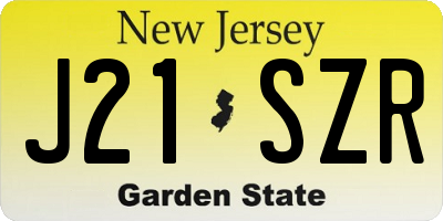 NJ license plate J21SZR
