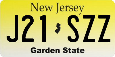 NJ license plate J21SZZ