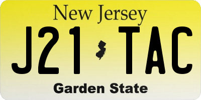 NJ license plate J21TAC