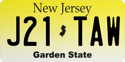 NJ license plate J21TAW