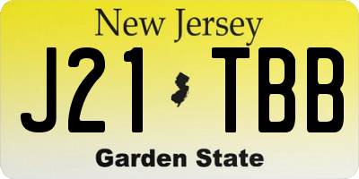 NJ license plate J21TBB