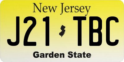 NJ license plate J21TBC