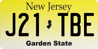 NJ license plate J21TBE