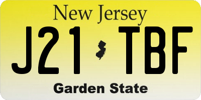 NJ license plate J21TBF