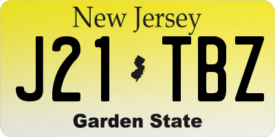 NJ license plate J21TBZ