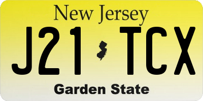 NJ license plate J21TCX