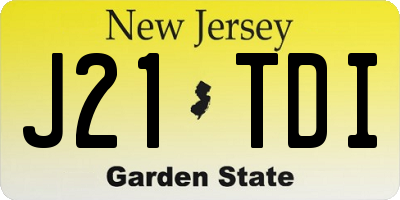 NJ license plate J21TDI