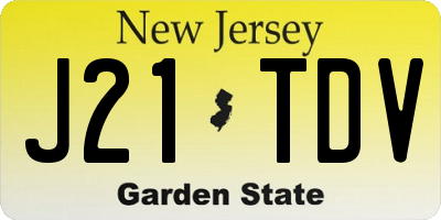 NJ license plate J21TDV