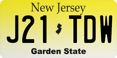 NJ license plate J21TDW