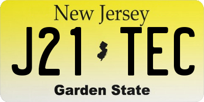 NJ license plate J21TEC