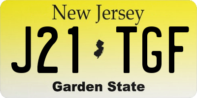 NJ license plate J21TGF