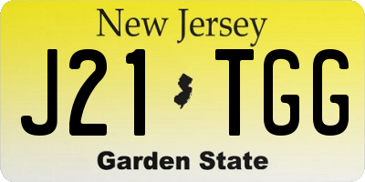 NJ license plate J21TGG