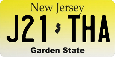 NJ license plate J21THA