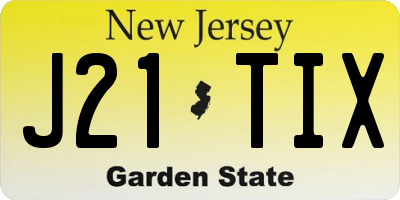 NJ license plate J21TIX