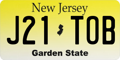 NJ license plate J21TOB