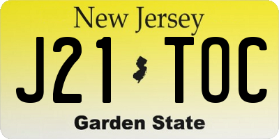 NJ license plate J21TOC