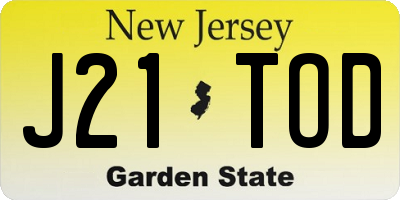NJ license plate J21TOD