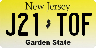 NJ license plate J21TOF