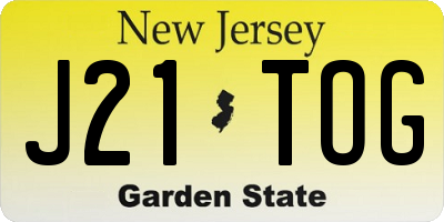 NJ license plate J21TOG