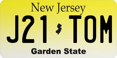 NJ license plate J21TOM