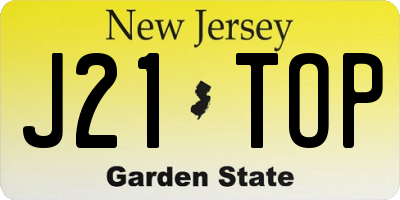 NJ license plate J21TOP