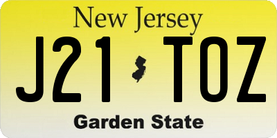 NJ license plate J21TOZ