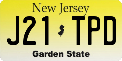 NJ license plate J21TPD