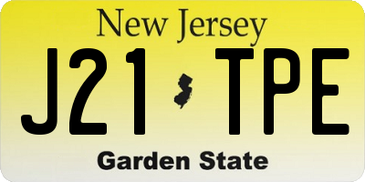 NJ license plate J21TPE