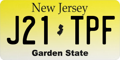 NJ license plate J21TPF