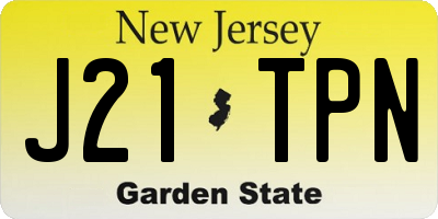 NJ license plate J21TPN