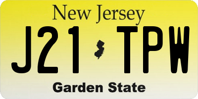 NJ license plate J21TPW