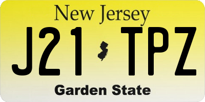 NJ license plate J21TPZ
