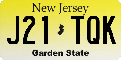NJ license plate J21TQK