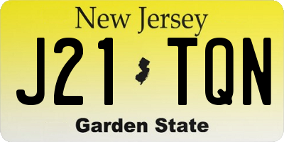 NJ license plate J21TQN