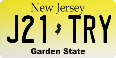 NJ license plate J21TRY