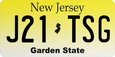 NJ license plate J21TSG