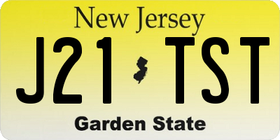 NJ license plate J21TST