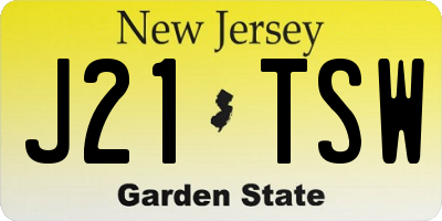 NJ license plate J21TSW