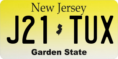 NJ license plate J21TUX