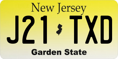 NJ license plate J21TXD